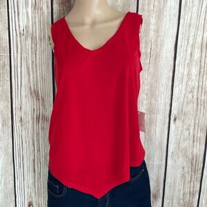 Staples ‘Jersey Girl’ Bright Red Tank Flowy Silhouette  Blouse size Small